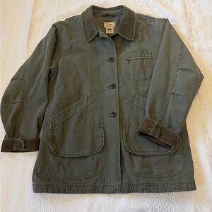 ***SOLD***LL Bean Women’s Adirondack Barn Jacket Green Flannel Lined Coat